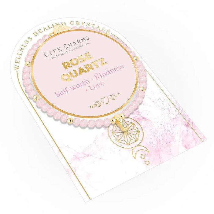 Life Charms Rose Quartz Healing Crystals Gold Bracelet - Jewellery - Life Charms - Bumbletree