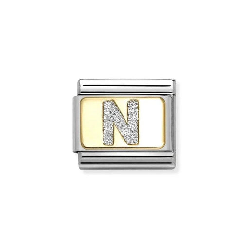 NOMINATION Classic Gold & Silver Glitter Letter N Charm - Charms - Nomination - Bumbletree