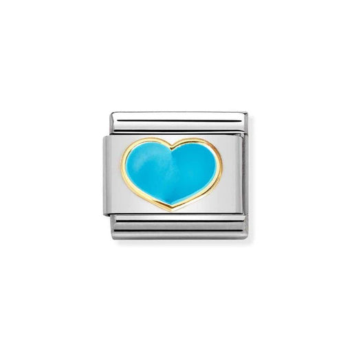 NOMINATION Classic Gold & Turquoise Heart Charm - Charms - Nomination - Bumbletree