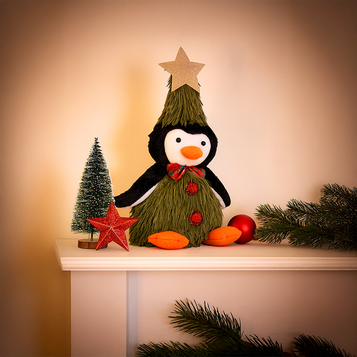 Sitting Penguin With Christmas Tree Outfit Ornament Decoration - Homeware - Bumbletree - Bumbletree