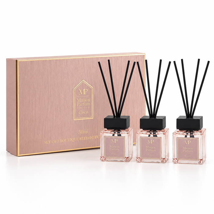 Maison Parfum Coco Luxury Reed Diffuser Gift Set: 3 x 50ml - Inspired By Coco Mademoiselle