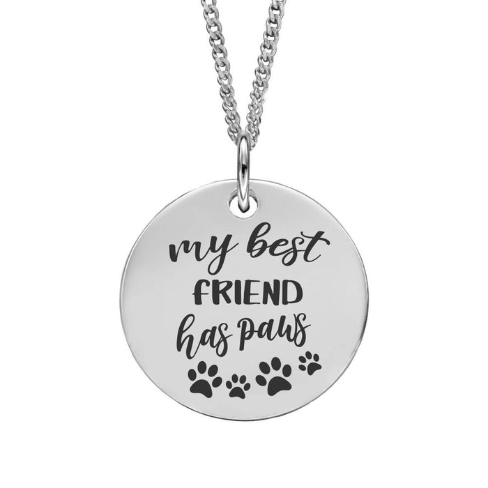 My Best Friend Has Paws Personalised Sterling Silver Pendant Necklace - Jewellery - Bumbletree - Bumbletree