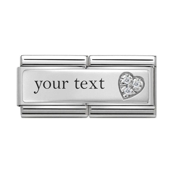 NOMINATION Classic Silver Plate with CZ Heart Double Charm - Charms - Nomination - Bumbletree