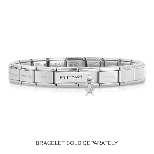 NOMINATION Classic Silver Plate with Glitter Star Double Drop Charm - z. Nomination Outlet - Nomination Outlet - Bumbletree