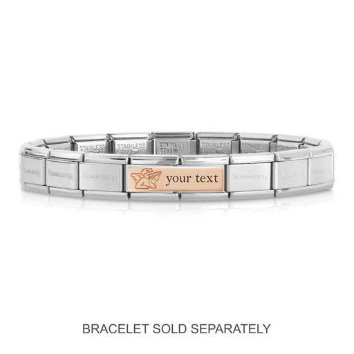 NOMINATION Classic Rose Gold Plate with Angel Engravable Double Charm - Charms - Nomination - Bumbletree