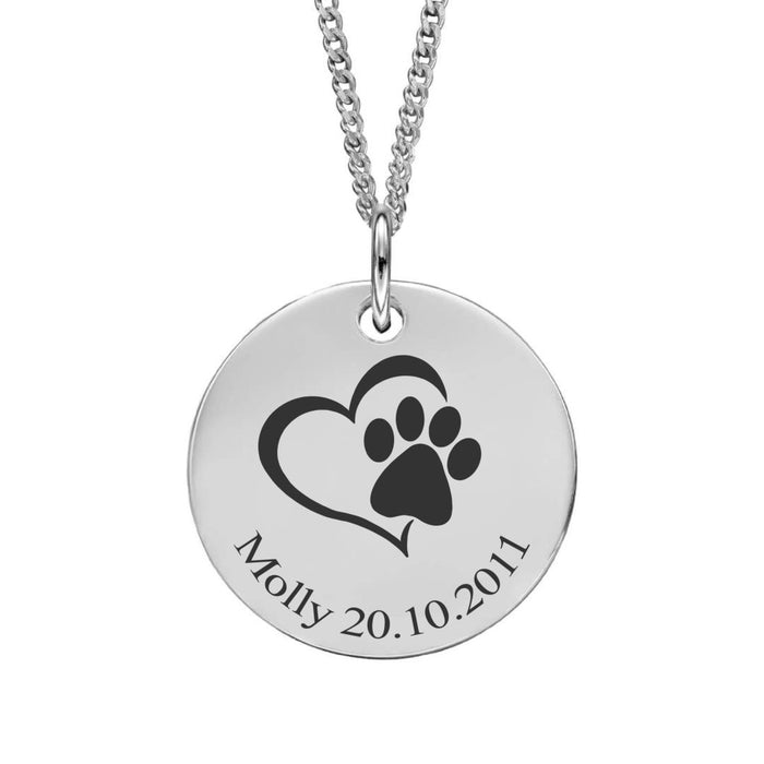 Pawprint Heart Personalised Sterling Silver Pendant Necklace - Jewellery - Bumbletree - Bumbletree