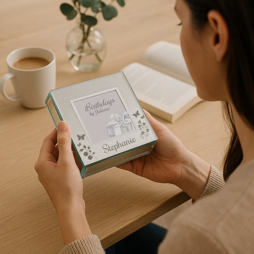 Personalised Name Glitter Mirrored Trinket Jewellery Box - Gifts - Bumbletree - Bumbletree