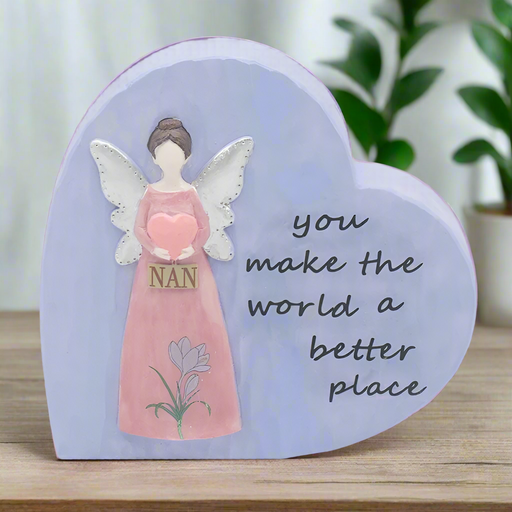 'Nan' Angel Heart Wooden Ornament Plaque - Gifts - Bumbletree - Bumbletree