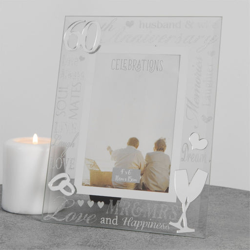60th Anniversary 3D Mirror Frame 4" x 6" - Gifts - Bumbletree - Bumbletree