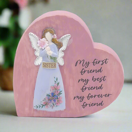 'Sister' Angel Heart Wooden Ornament Plaque - Gifts - Bumbletree - Bumbletree