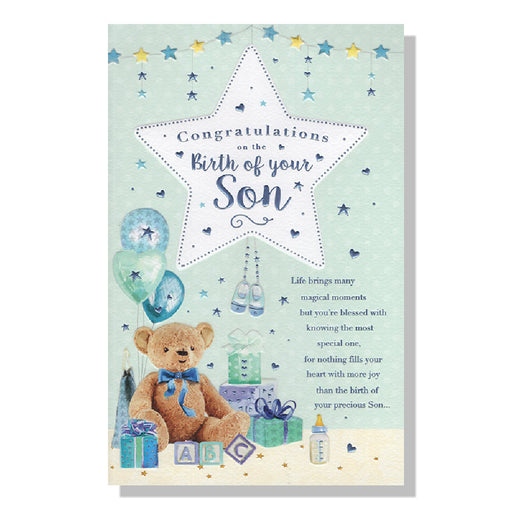 Congratulations On The Birth Of Your Son Card - Bumbletree Ltd
