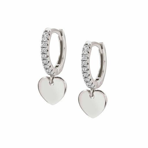 NOMINATION Chic & Charm Silver with White CZ Heart Charm Hoop Earrings - Bumbletree Ltd