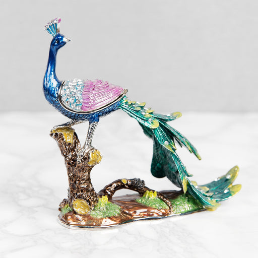 TRINKET FIGURINE - PEACOCK ON BRANCH - Bumbletree Ltd
