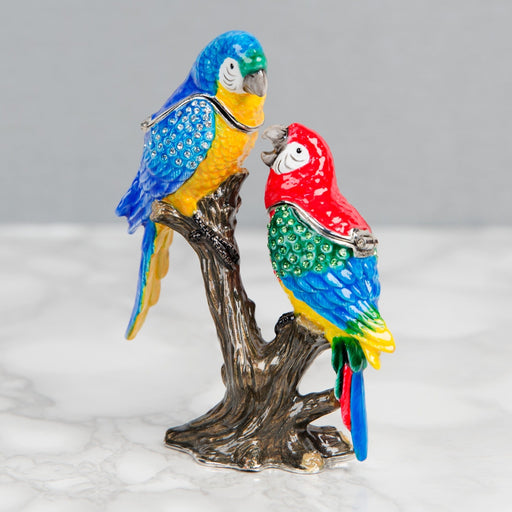 TRINKET FIGURINE- 2 PARROTS ON BRANCH - Bumbletree Ltd