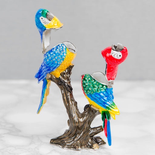 TRINKET FIGURINE- 2 PARROTS ON BRANCH - Bumbletree Ltd