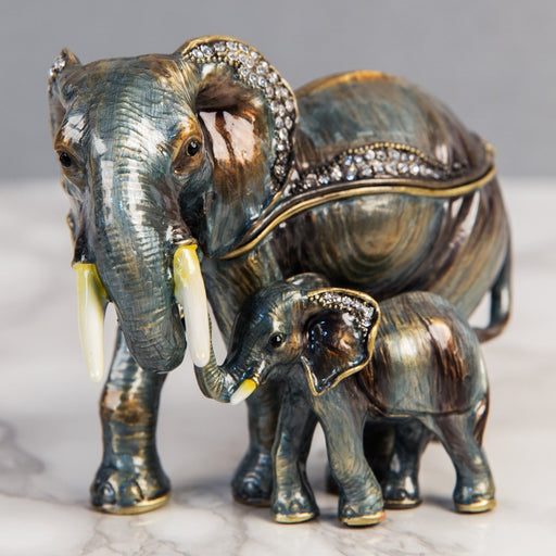 TRINKET FIGURINE ELEPHANT AND CALF - Bumbletree Ltd
