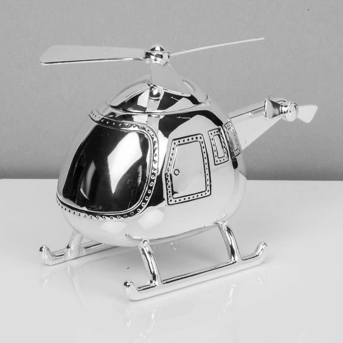 SILVER PLATED HELICOPTER MONEY BOX - Bumbletree Ltd