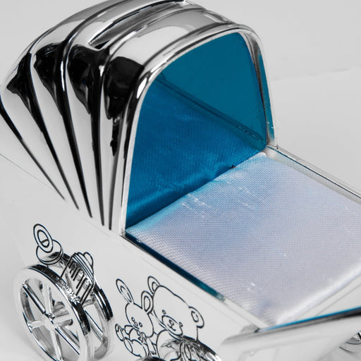 SILVER PLATED PRAM MONEY BOX - Bumbletree Ltd