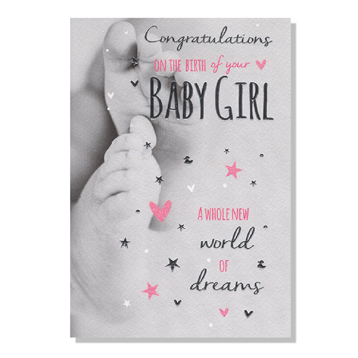 Baby Girl Birth Card - Bumbletree Ltd