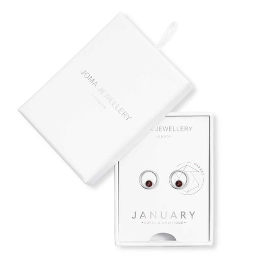 TREASURE THE LITTLE THINGS BIRTHSTONE EARRINGS JANUARY GARNET - Bumbletree Ltd