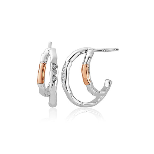 Ripples Half Hoop White Topaz Earrings - Bumbletree Ltd