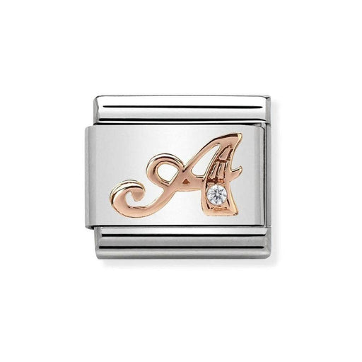 NOMINATION Classic Rose Gold & CZ Letter A Charm - Bumbletree Ltd