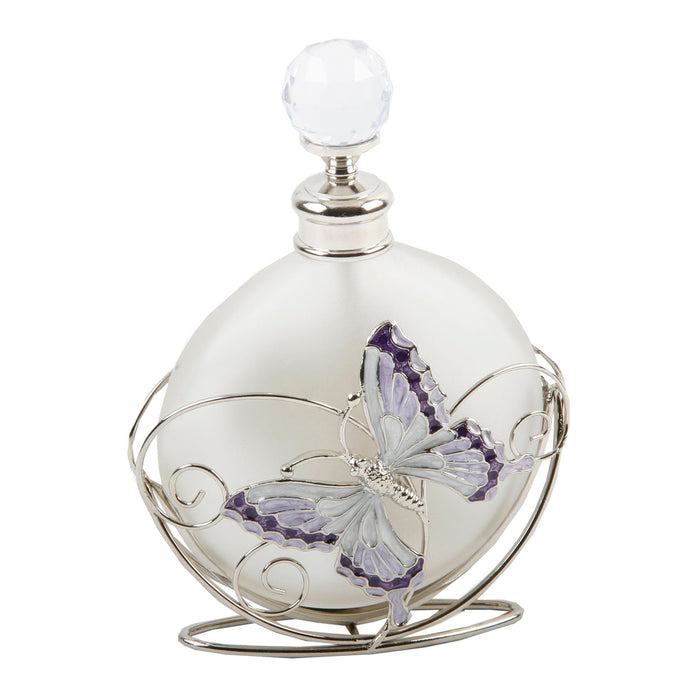 GLASS & WIRE PERFUME BOTTLE PURPLE BUTTERFLY - Bumbletree Ltd