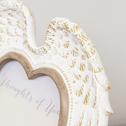 4" X 4" - THOUGHTS OF YOU HEART SHAPED WINGS PHOTO FRAME - Bumbletree Ltd