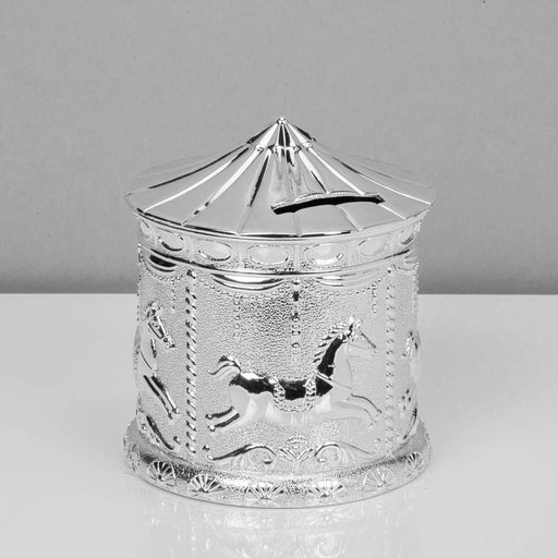 SILVER PLATED CAROUSEL MONEY BOX - Bumbletree Ltd