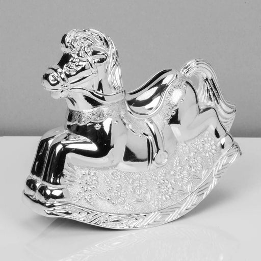 SILVER PLATED ROCKING HORSE MONEY BOX - Bumbletree Ltd