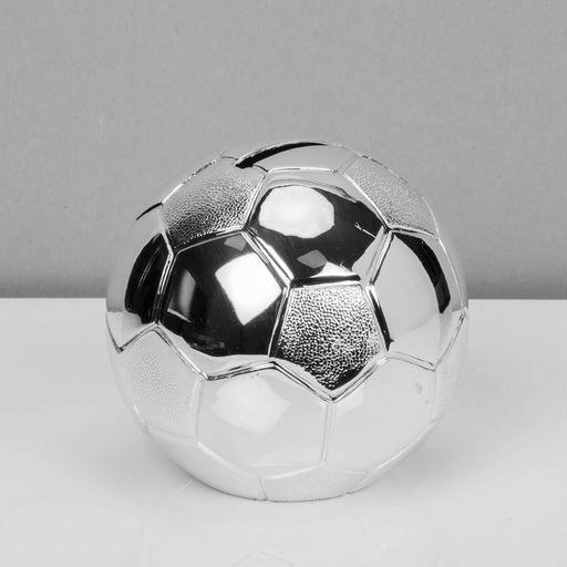 SILVER PLATED FOOTBALL MONEY BOX - Bumbletree Ltd