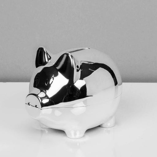 SILVER PLATED PIGGY BANK MONEY BOX - Bumbletree Ltd
