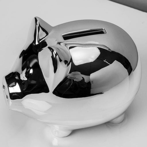 SILVER PLATED PIGGY BANK MONEY BOX - Bumbletree Ltd