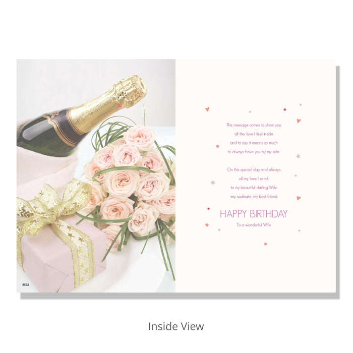 Wife Birthday Champagne Card - Bumbletree Ltd