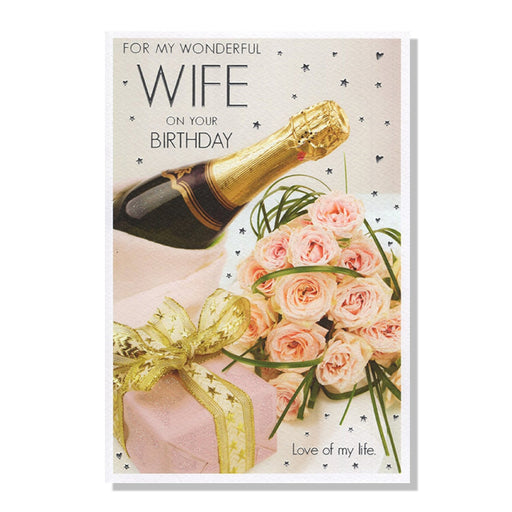 Wife Birthday Champagne Card - Bumbletree Ltd