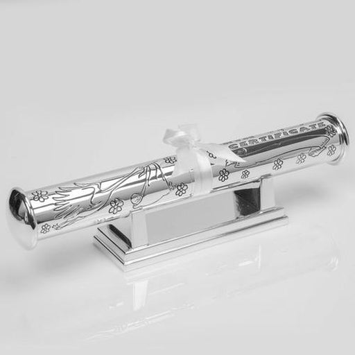 SILVERPLATED BIRTH CERTIFICATE HOLDER & STAND - Bumbletree Ltd
