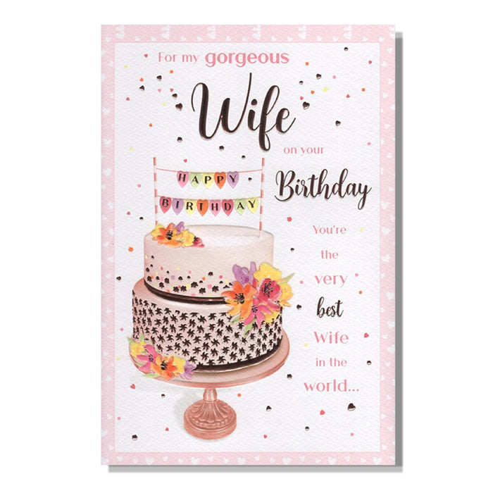 Wife Birthday Cake Card - Bumbletree Ltd