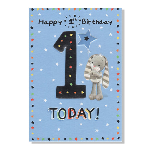 Age 1st Boy Birthday Card With A Cute Bunny Design - Bumbletree