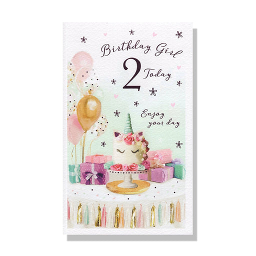 Age 2nd Girl Birthday Card With Unicorn Design - Bumbletree Ltd