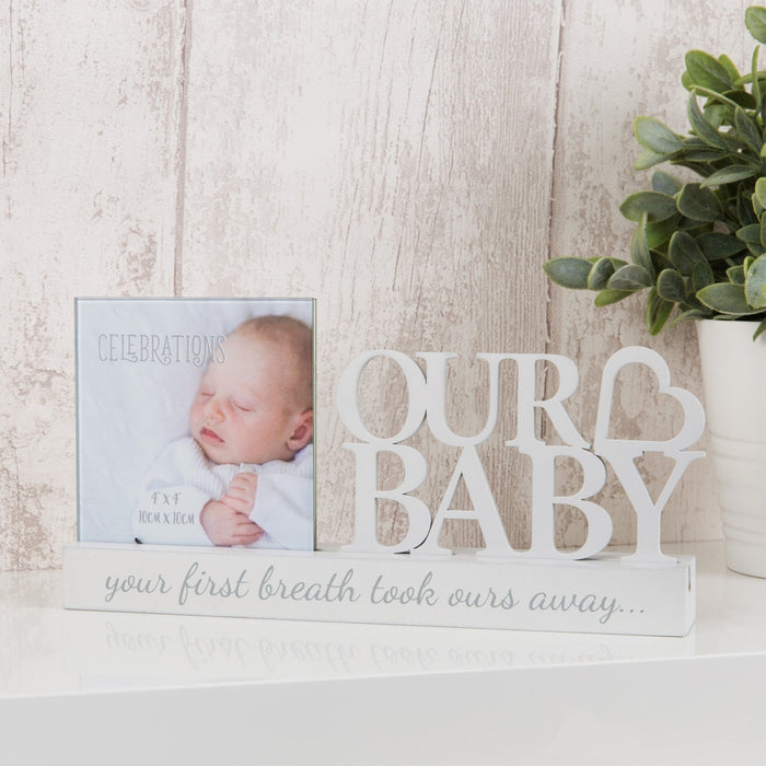 4" X 4" - CUT OUT PHOTO FRAME - OUR BABY - Bumbletree Ltd