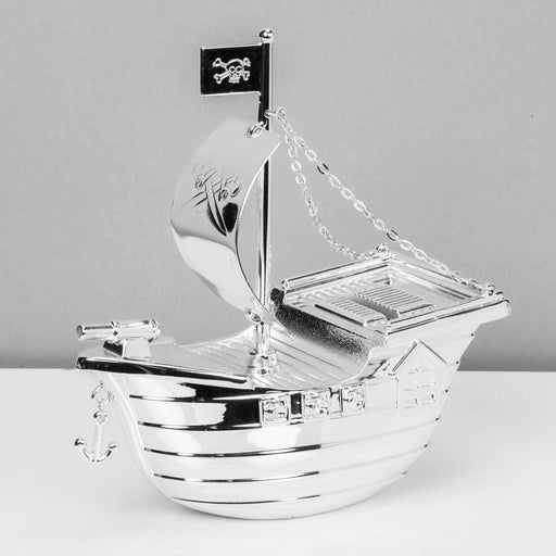 SILVER PLATED PIRATE SHIP MONEY BOX - Bumbletree Ltd