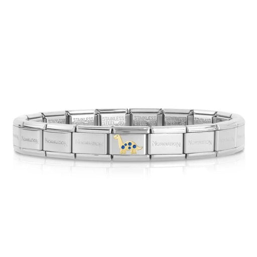 NOMINATION Classic Gold & Blue Brontosaurus Charm - Bumbletree Ltd