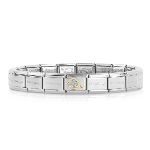 NOMINATION Classic Gold & Silver Glitter Four Leaf Clover Charm - Bumbletree Ltd