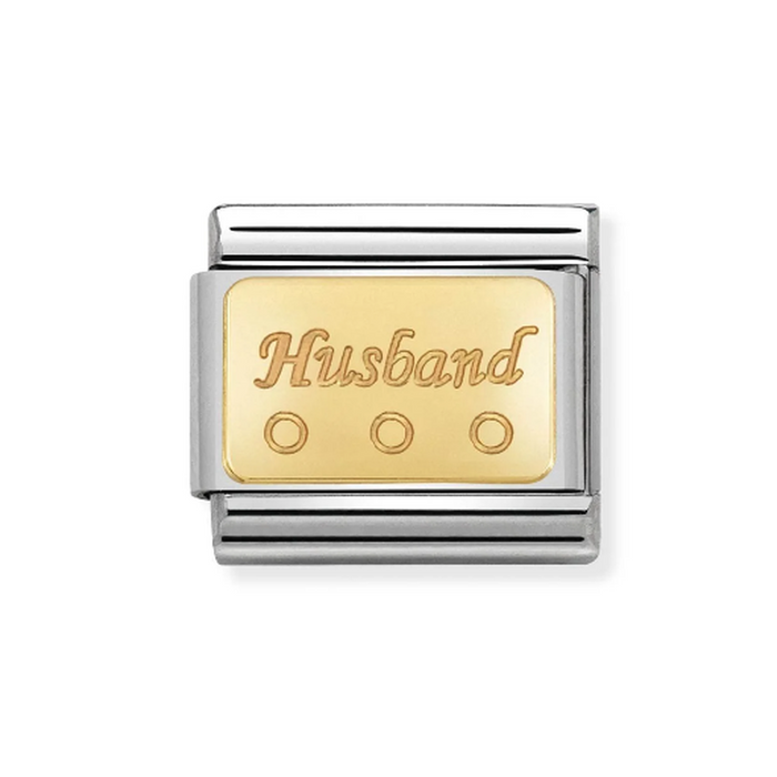 NOMINATION Classic Gold Husband Plate Charm - Bumbletree Ltd