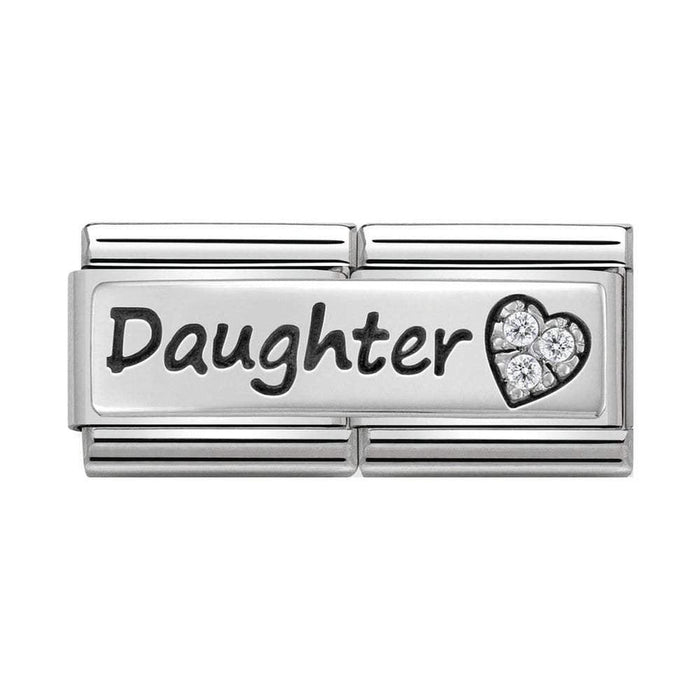 NOMINATION Classic Silver & CZ Daughter Heart Double Charm - Bumbletree Ltd