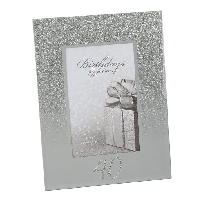 4" X 6" - GLITTER MIRROR FRAME - 40TH - Bumbletree Ltd