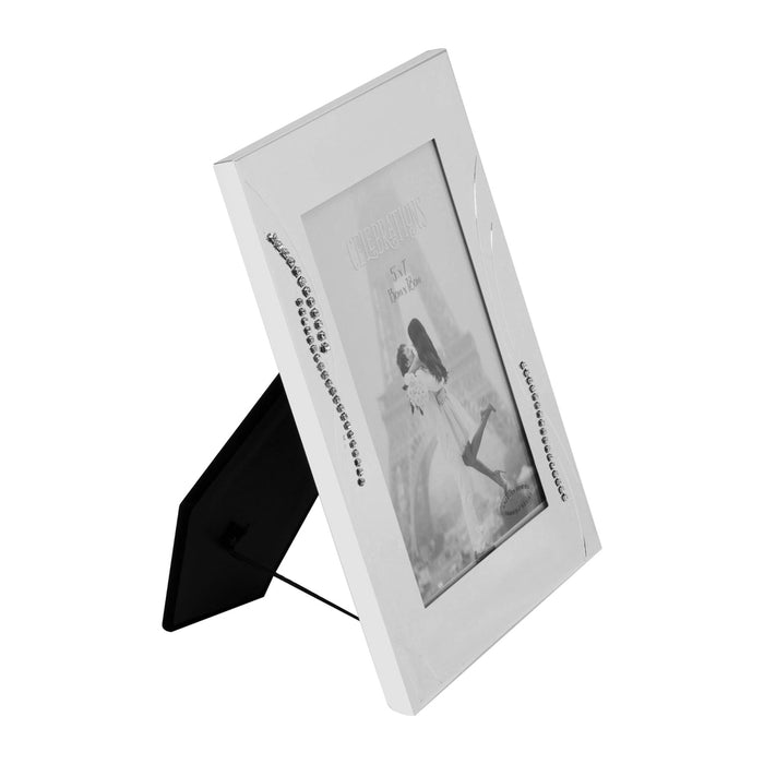 5" X 7" - SILVER PLATED WEDDING PHOTO FRAME WITH CRYSTALS - Bumbletree Ltd
