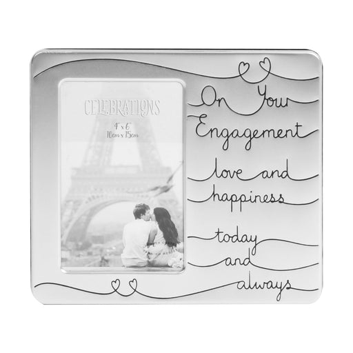 4" X 6" - ENGAGEMENT SATIN SILVER PLATED PHOTO FRAME - Bumbletree Ltd