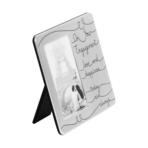 4" X 6" - ENGAGEMENT SATIN SILVER PLATED PHOTO FRAME - Bumbletree Ltd