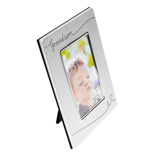 4" X 6" - SILVER PLATED SATIN PHOTO FRAME - GRANDSON - Bumbletree Ltd